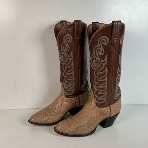 Tony Lama Snakeskin Cowboy Boots | Gold Label | Men’s 7.5 C | Women’s 8.5